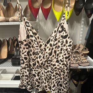 L’Agence silk leopard pleated cami sz M